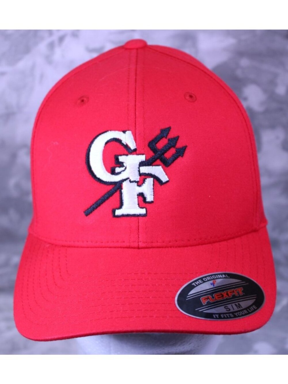 Port Authority Red GF Trident Logo FlexFit Hat Cap S/M